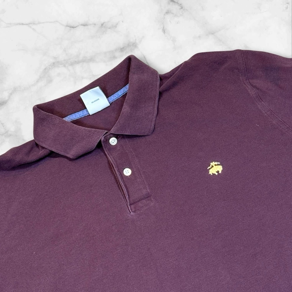 Brooks Brothers 1818 Performance Polo Slim Fit Cotton Burgundy Mens XXL LS